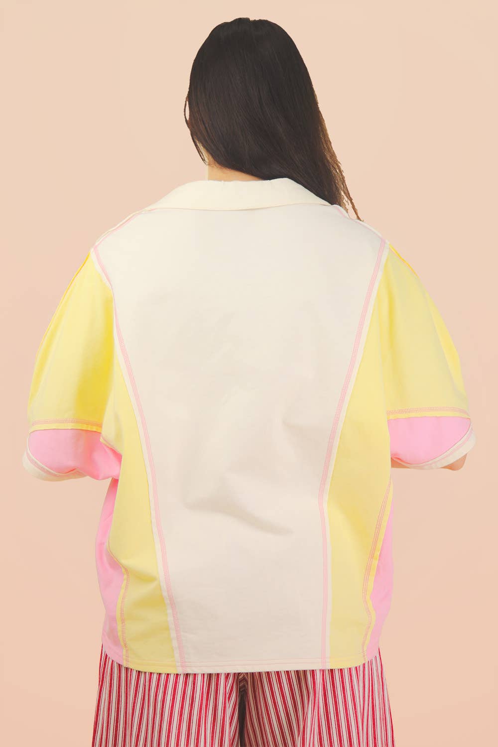 Oversized Dolman Sleeve Color Block Top