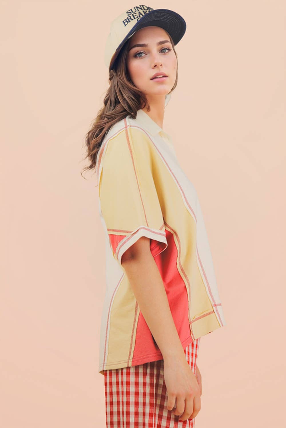 Oversized Dolman Sleeve Color Block Top