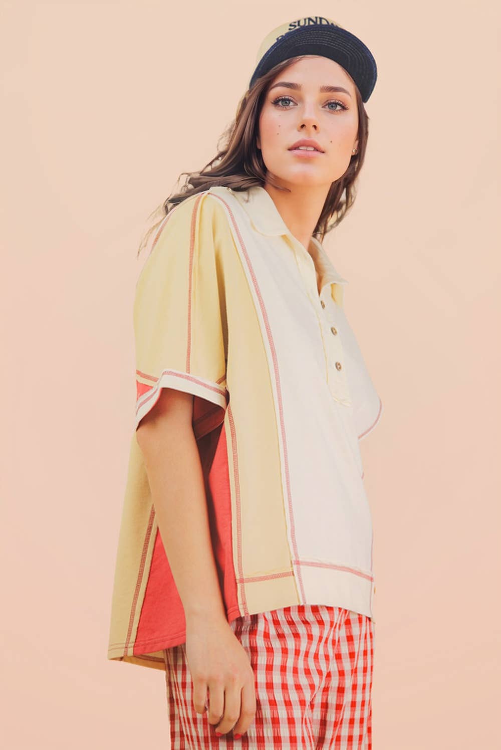 Oversized Dolman Sleeve Color Block Top