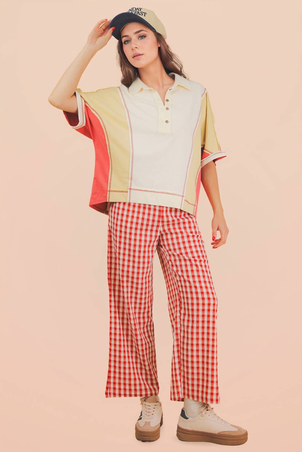 Oversized Dolman Sleeve Color Block Top