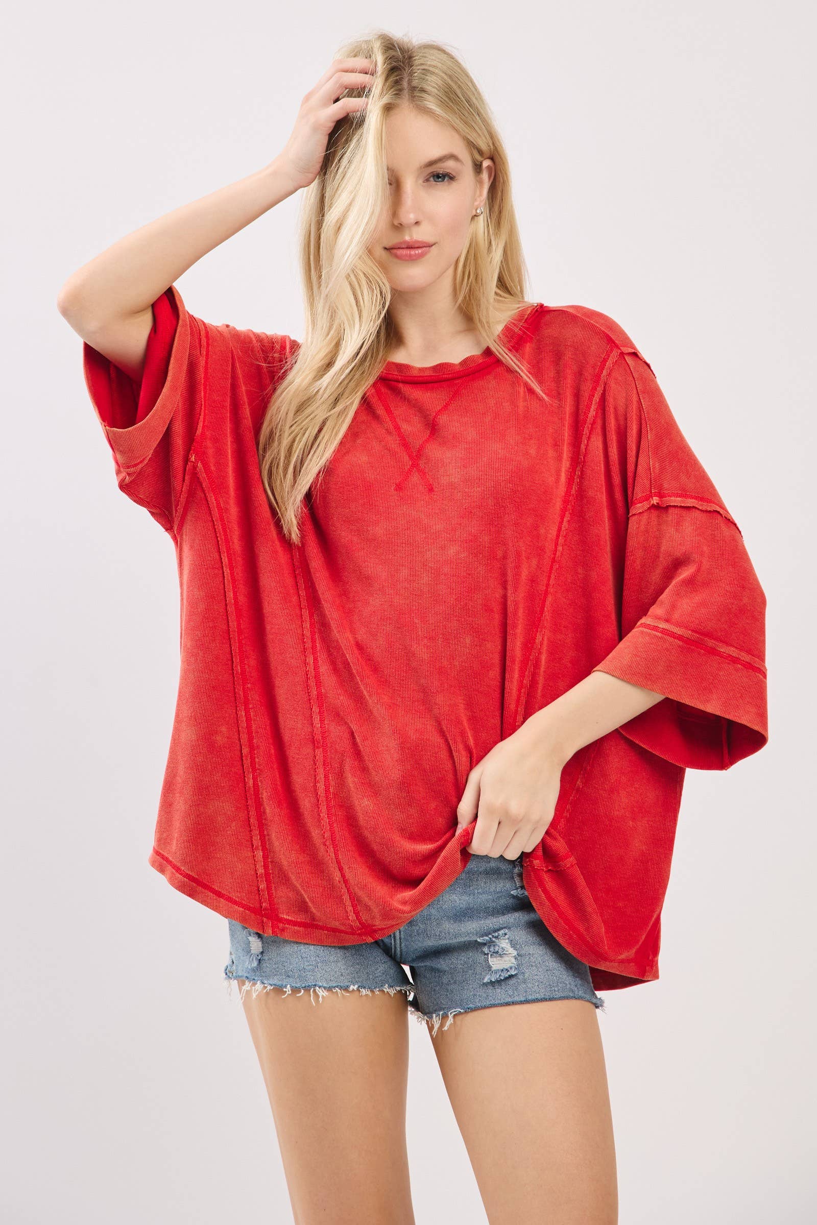 Mineral Washed Boxy Oversized Top