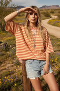 STRIPED OVERSIZED SHORT SLEEVE TOP