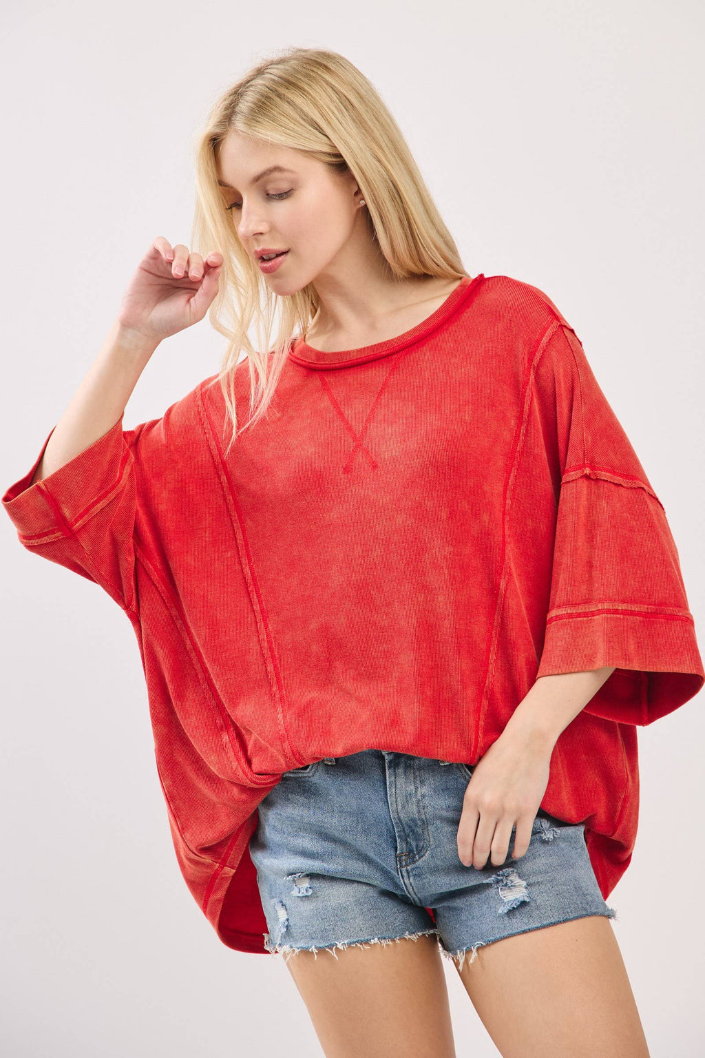 Mineral Washed Boxy Oversized Top