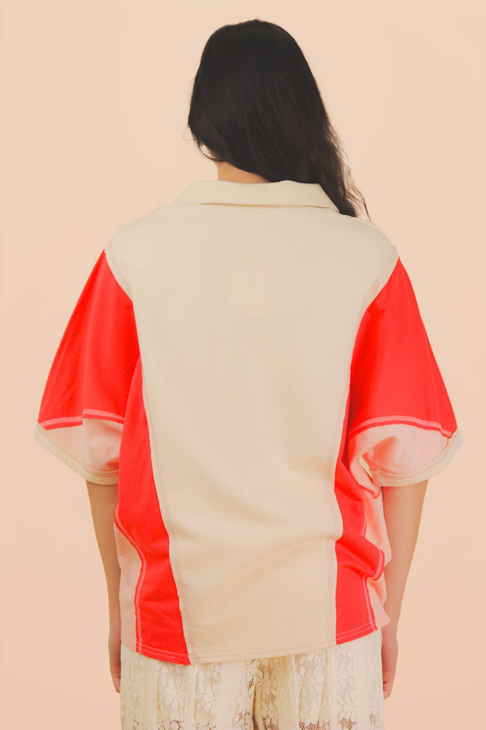 Oversized Dolman Sleeve Color Block Top