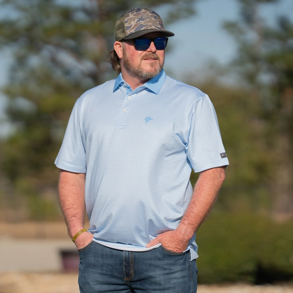 Blue Sky Stripe - Performance Polo