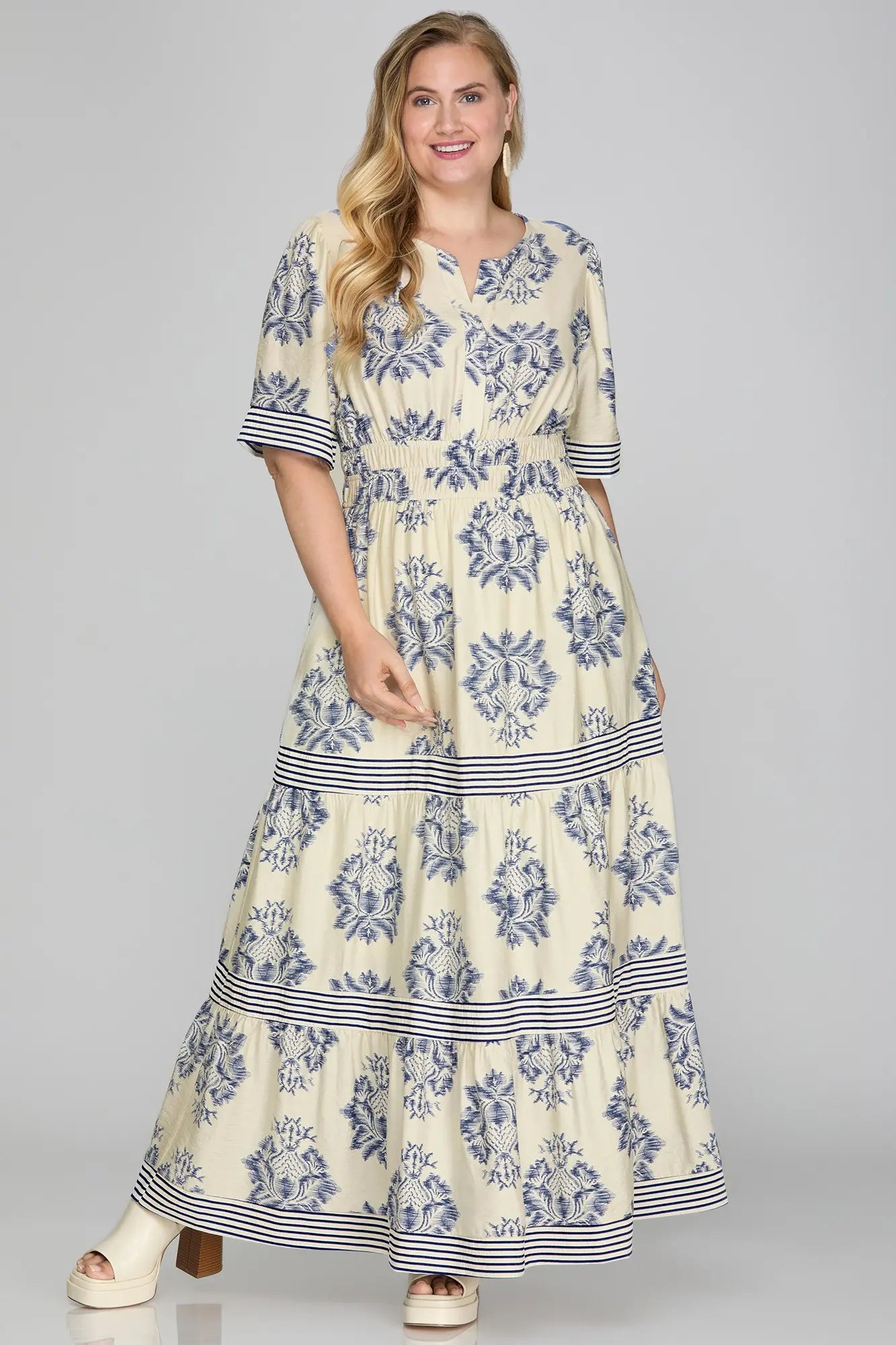 Blue Floral Maxi Dress Plus