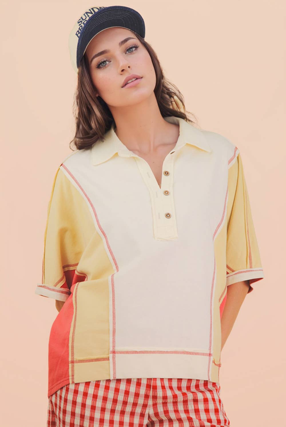 Oversized Dolman Sleeve Color Block Top