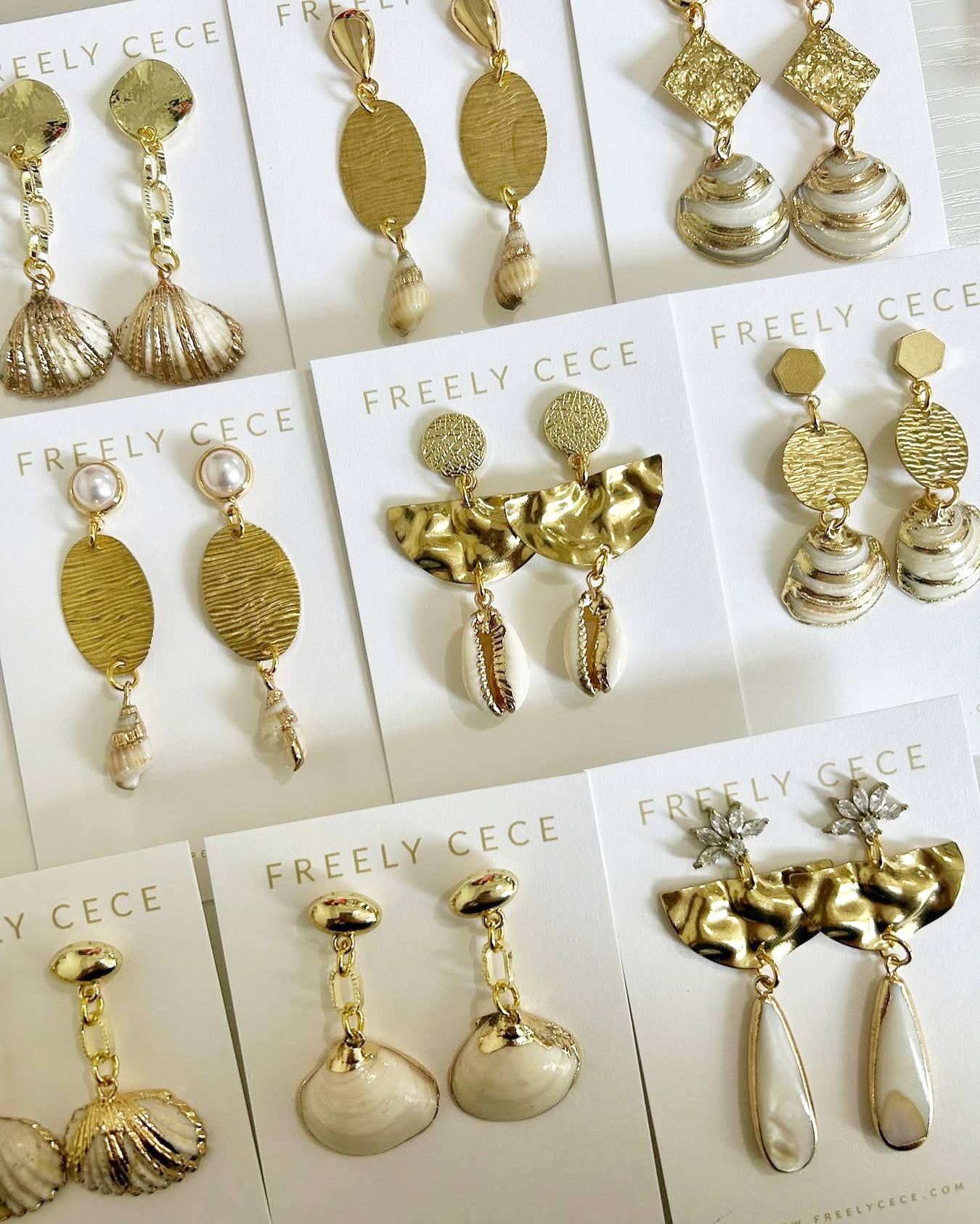 Trendy Gold Summer Beach Shell Earring Assortment 